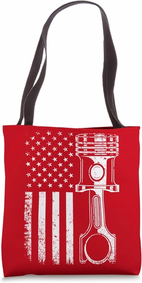 American Flag Piston Engine Power Patriotic Tote Bag