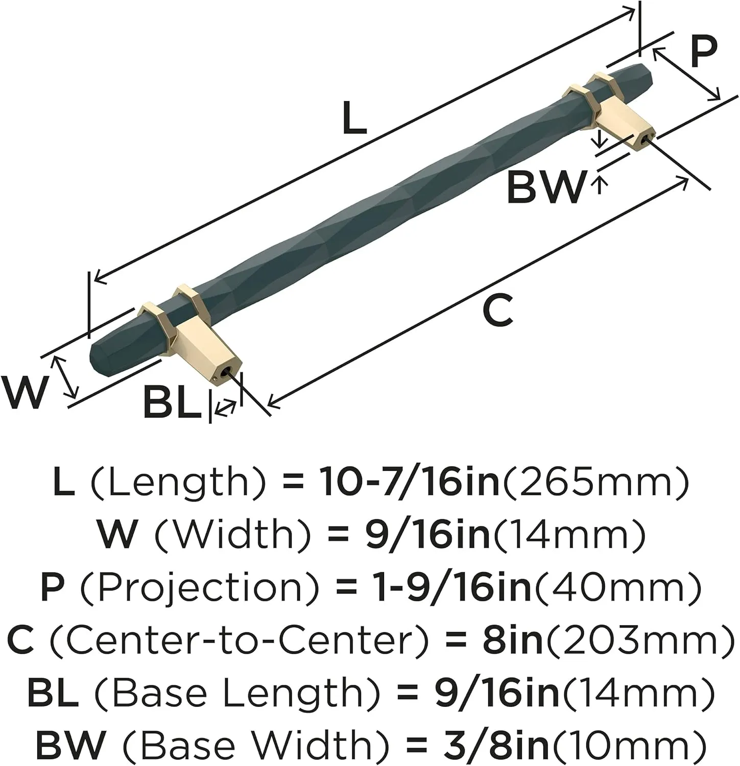 Amerock | Cabinet Pull | Black Bronze/Golden Champagne | 8 inch (203 mm) Center-to-Center | London | 1 Pack | Drawer Pull | Drawer Handle | Cabinet Hardware