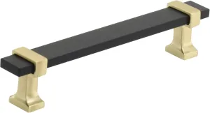 Amerock | Cabinet Pull | Brushed Matte Black/Brushed Gold | 5-1/16 inch (128 mm) Center to Center | Overton | 1 Pack | Drawer Pull | Drawer Handle | Cabinet Hardware