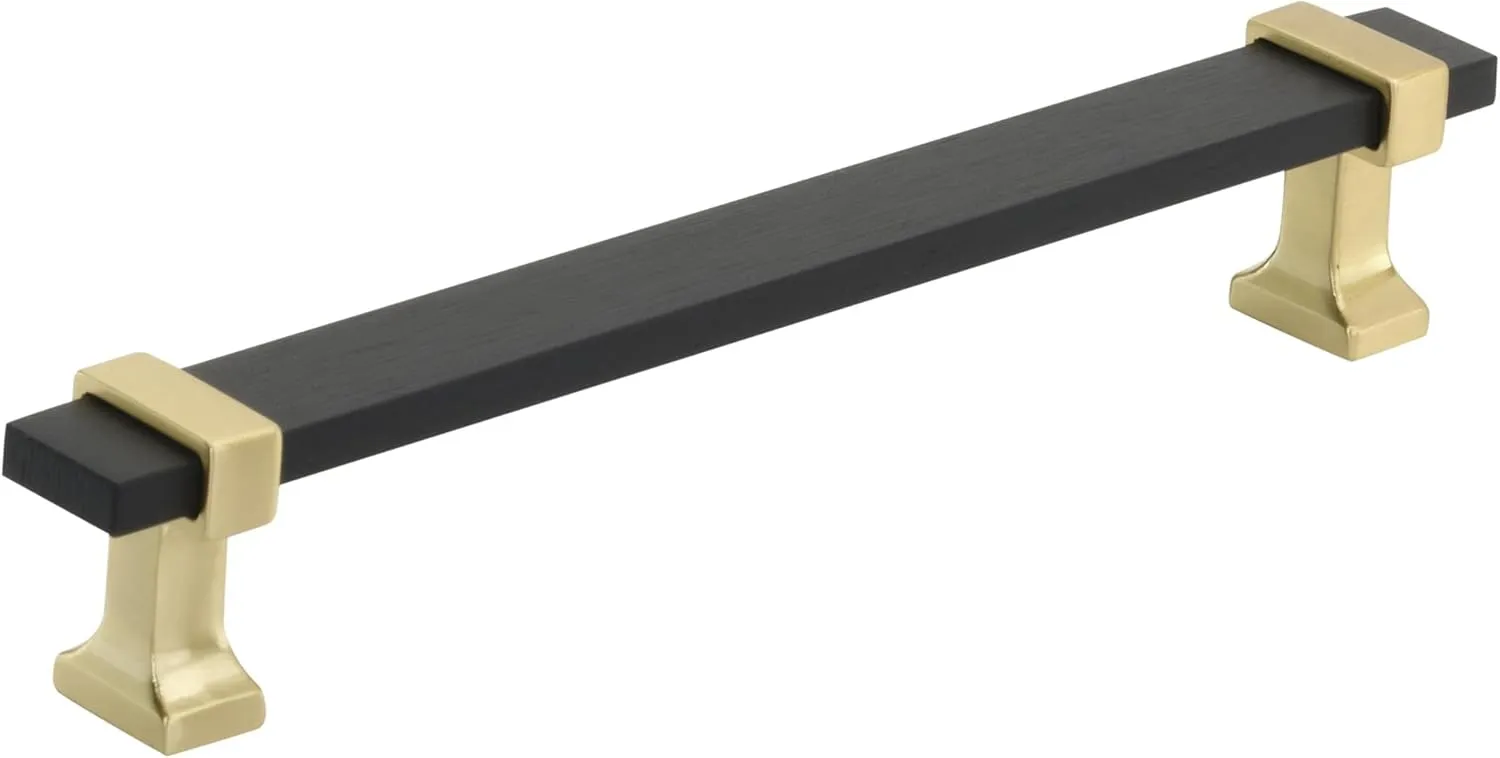 Amerock | Cabinet Pull | Brushed Matte Black/Brushed Gold | 6-5/16 inch (160 mm) Center to Center | Overton | 1 Pack | Drawer Pull | Drawer Handle | Cabinet Hardware