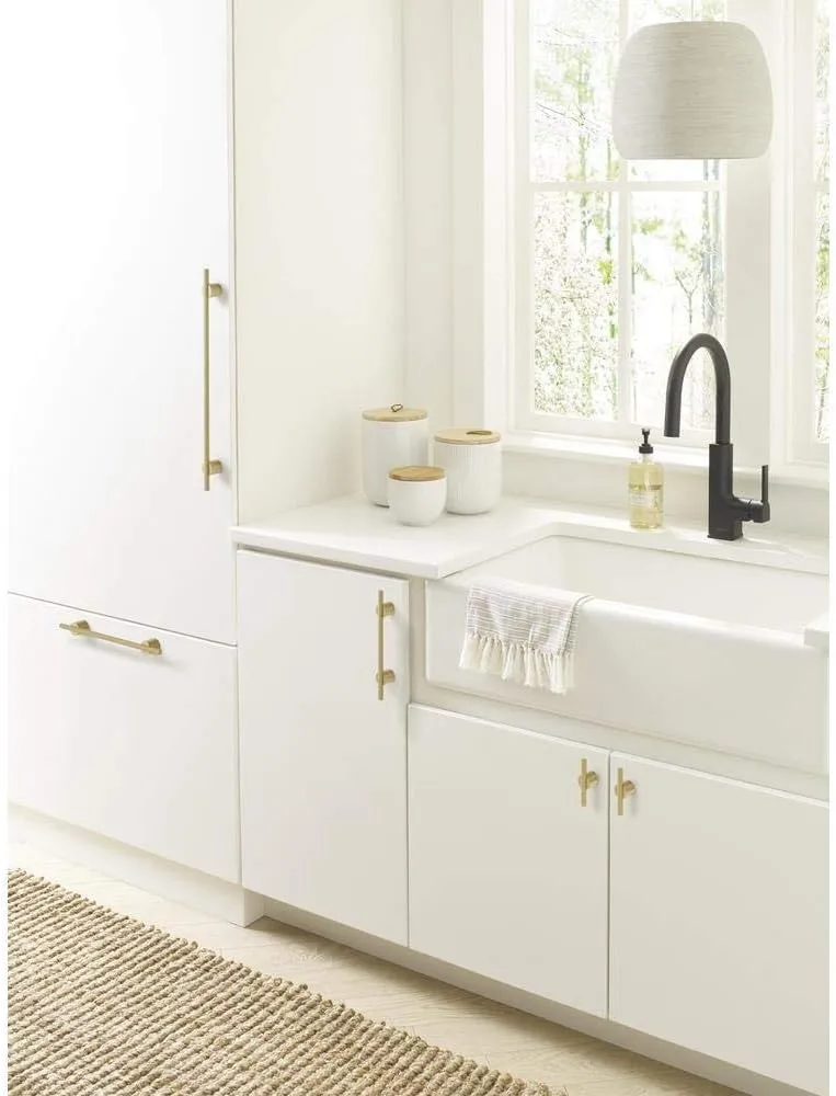 Amerock | Cabinet Pull | Matte Gold | 5/8 inch (16 mm) Center to Center | Transcendent | 1 Pack | Drawer Pull | Drawer Handle | Cabinet Hardware