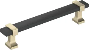 Amerock Overton 5-1/16 inch (128mm) Center-to-Center Brushed Matte Black/Golden Champagne Cabinet Pull, BP36682BMBBBZ