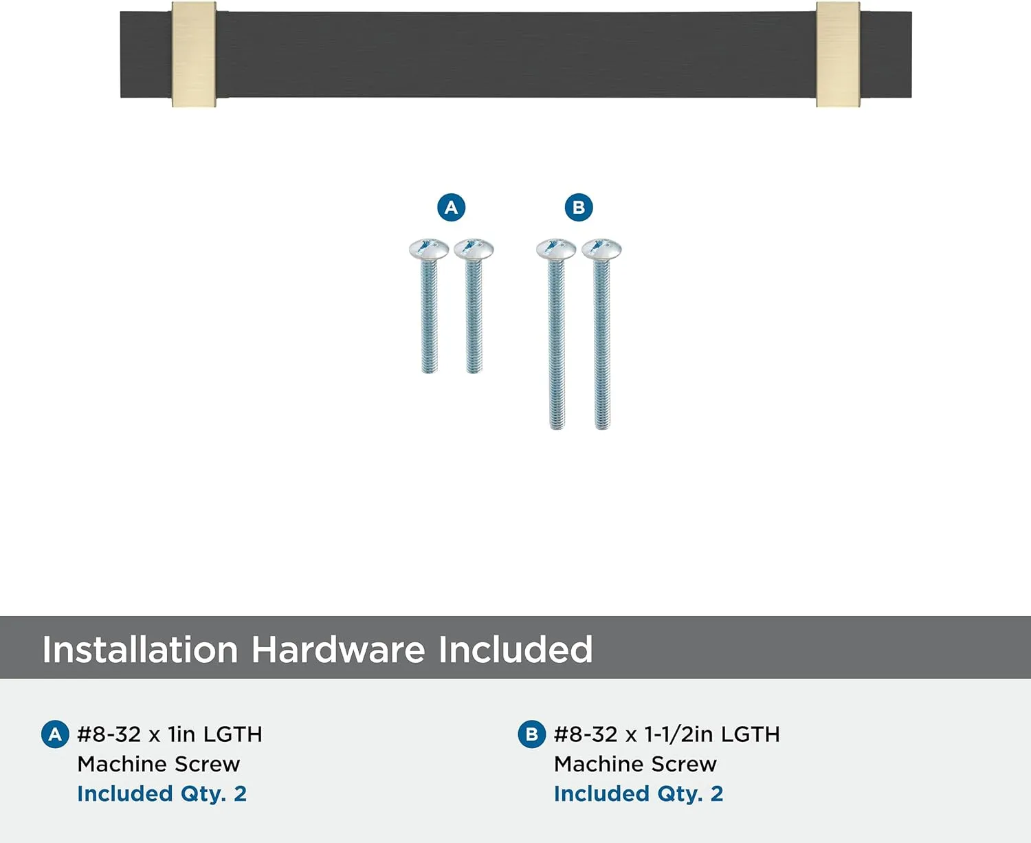 Amerock Overton 5-1/16 inch (128mm) Center-to-Center Brushed Matte Black/Golden Champagne Cabinet Pull, BP36682BMBBBZ