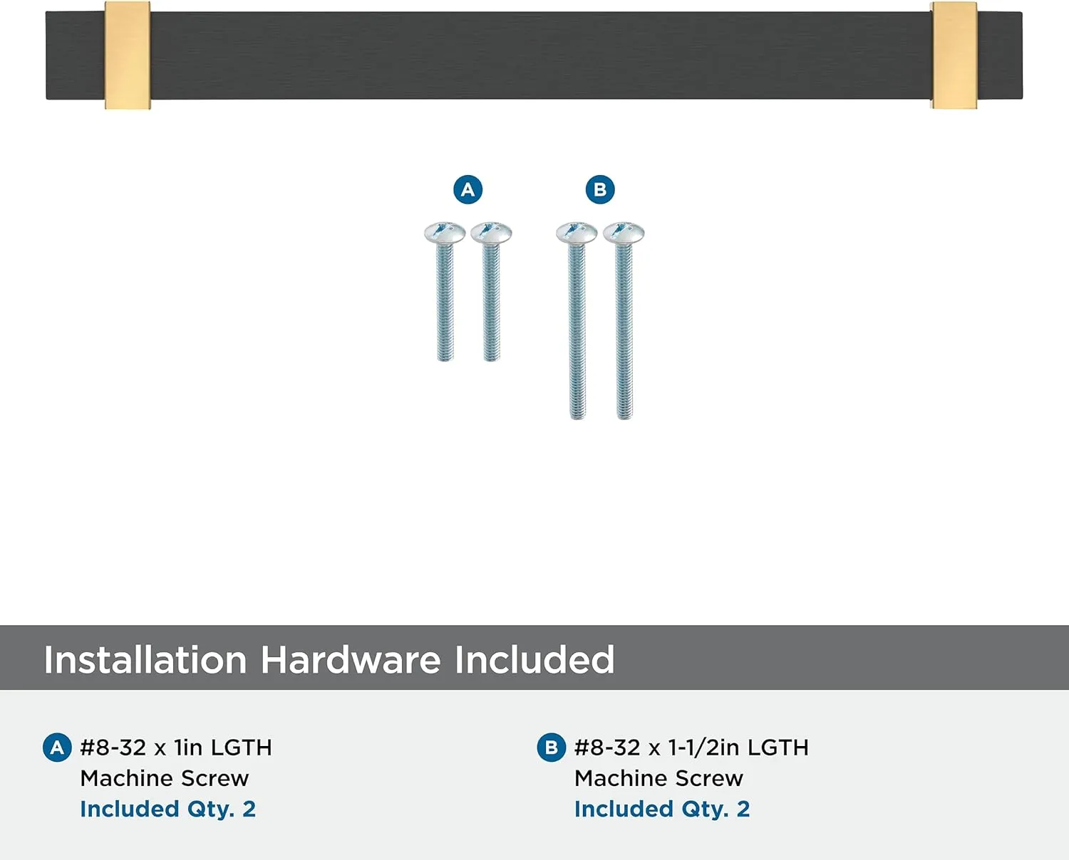 Amerock Overton 6-5/16 inch (160mm) Center-to-Center Brushed Matte Black/Champagne Bronze Cabinet Pull, BP36683BMBCZ