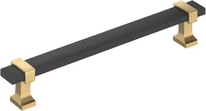 Amerock Overton 6-5/16 inch (160mm) Center-to-Center Brushed Matte Black/Champagne Bronze Cabinet Pull, BP36683BMBCZ