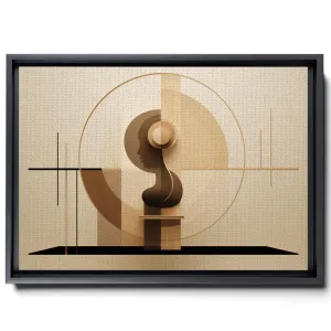 An Abstract Design With A Circular Glass Object, In The Style Of Minimalist Illustrator, Stripes And Shapes, Minimalist Portraits, Subtle, Earthy Tones, Bentwood, Canvas Prints