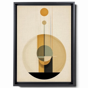 An Abstract Design With A Circular Glass Object, In The Style Of Minimalist Illustrator, Stripes And Shapes, Minimalist Portraits, Subtle, Earthy Tones, Bentwood, Canvas