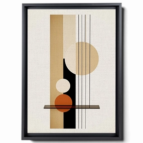An Abstract Design With A Circular Glass Object, In The Style Of Minimalist Illustrator, Stripes And Shapes, Minimalist Portraits, Subtle, Earthy Tones, Bentwood, Decor Canvas