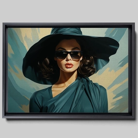 An Illustration of a Stylish Woman in Black with a Chic Handbag, Canvas Prints, Wall Decor