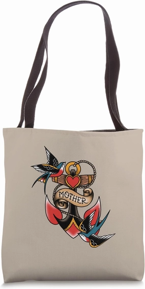 Anchored in Love – Mother Tribute Tattoo Flash Tote Bag