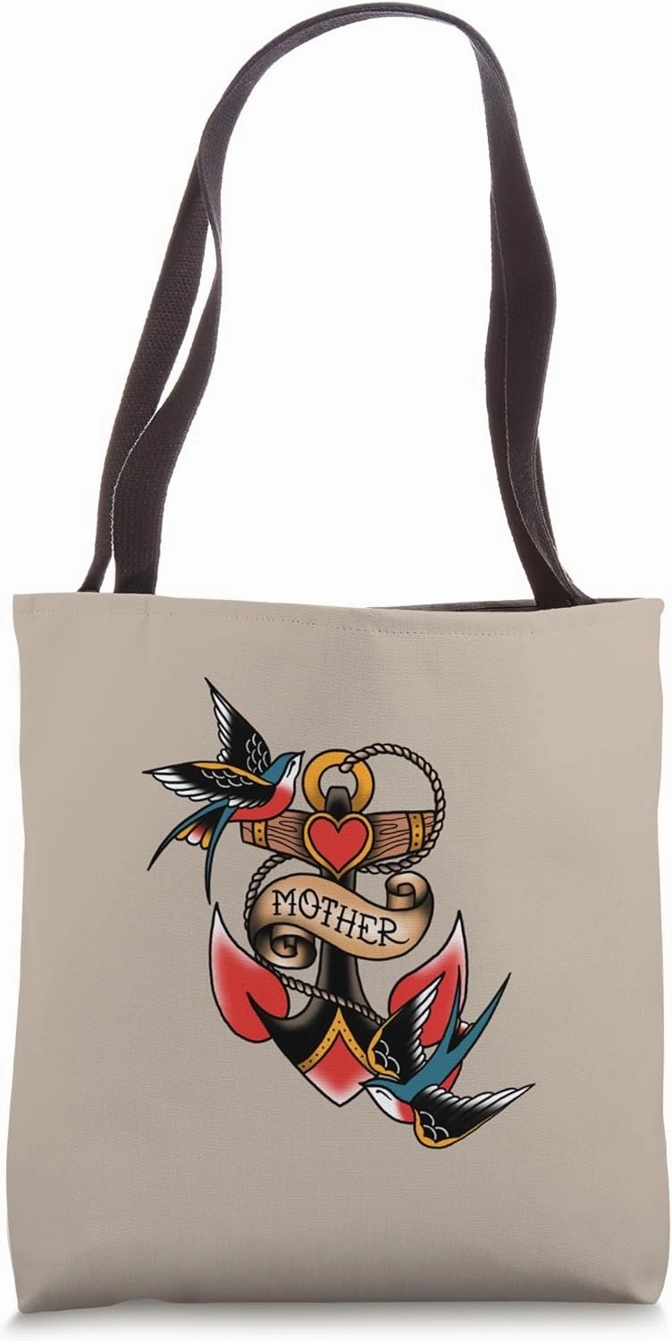 Anchored in Love – Mother Tribute Tattoo Flash Tote Bag