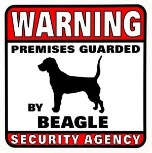 Animal World - Beagle Warning Premises Guarded Sign - White