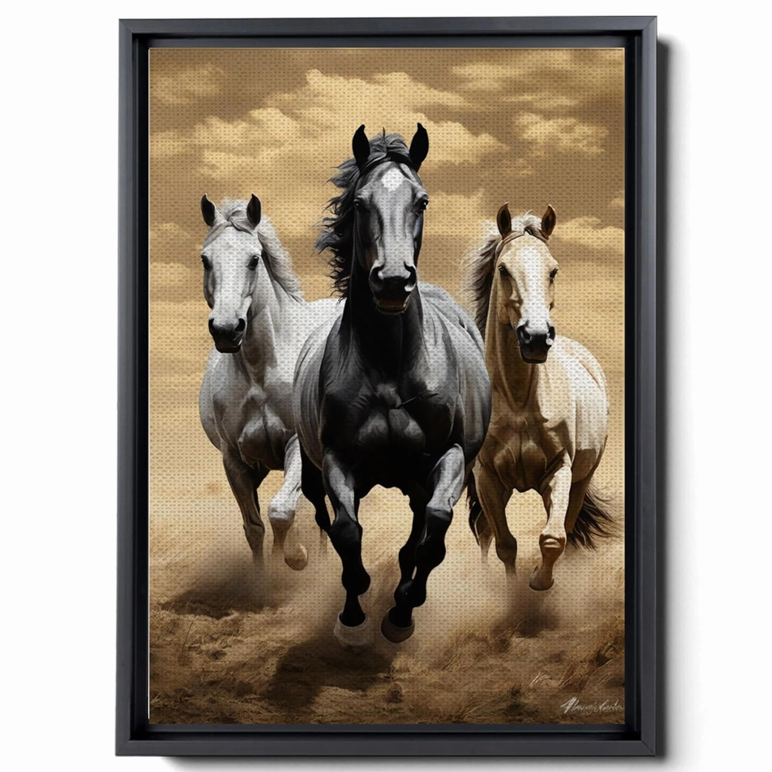 Animal Pictures Wall Art, Desert Running Horses Painting Picture Print on Canvas, Modern Wall Decor, Wildlife Wall Art, Animal Wall Decor, Horses Art Print, Frame Wall Art, Arts