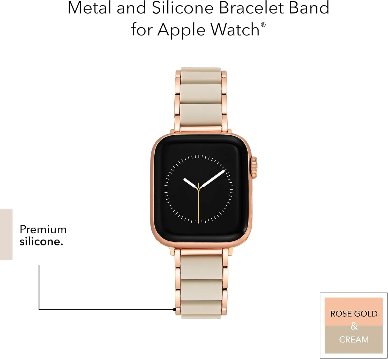 Anne Klein Rubberized Fashion Bracelet for Apple Watch, Secure, Adjustable, Apple Watch Replacement Band, Fits Most Wrists