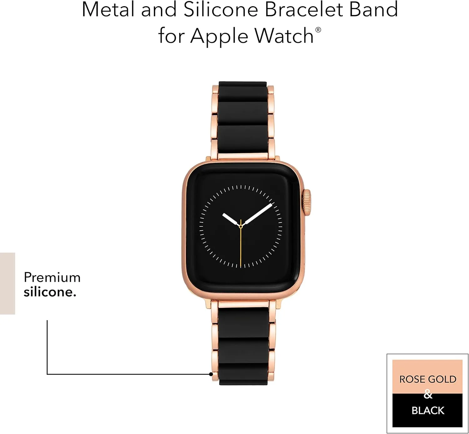 Anne Klein Rubberized Fashion Bracelet for Apple Watch, Secure, Adjustable, Apple Watch Replacement Band, Fits Most Wrists