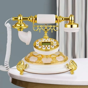 Antique Phone with Full-View Backlight and Hands-Free Operation - Redial, Call Query, and Electronic Desk Calendar with Date and Time Display