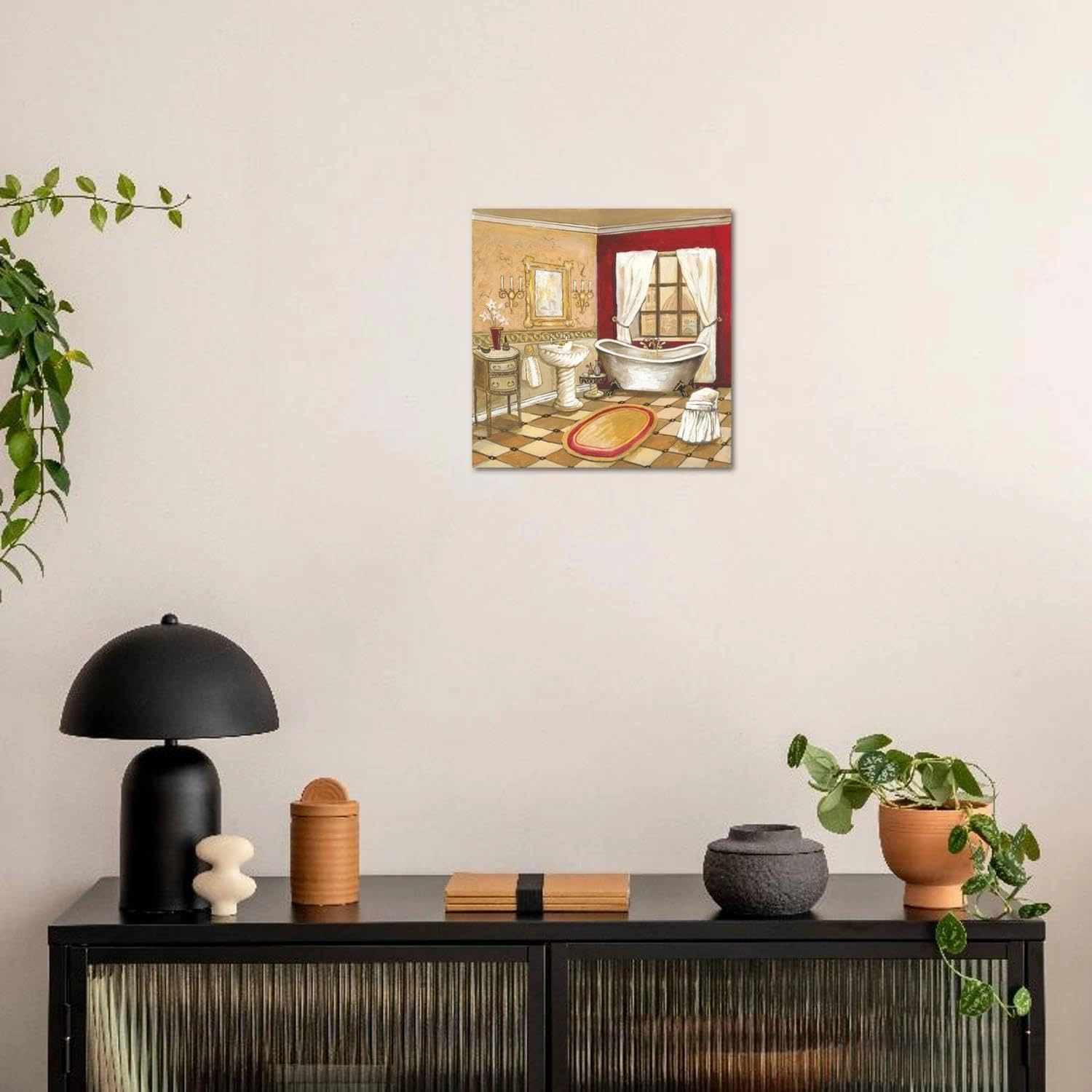 ART.COM Wall Art Print Florentine Bath - Red by Gregory Gorham, 24" x 24"