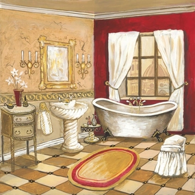 ART.COM Wall Art Print Florentine Bath - Red by Gregory Gorham, 24" x 24"