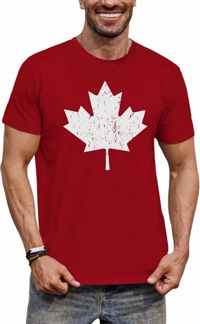 Arvilhill Men's Canada Day T-Shirt Distressed Print Maple Leaf Canadian Flag Vintage Tee (S-3XL)