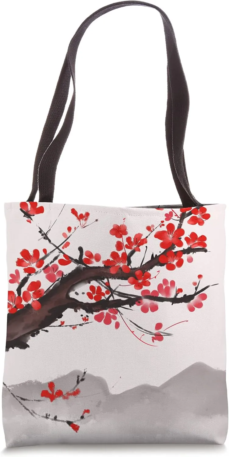 Asian Cherry Blossoms - Floral Accents - Pale Pink Tote Bag