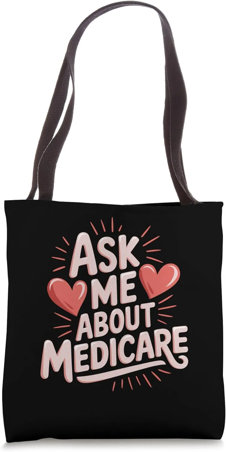 Ask Me About Medicare Design with Heartbeat Graphic Tote Bag