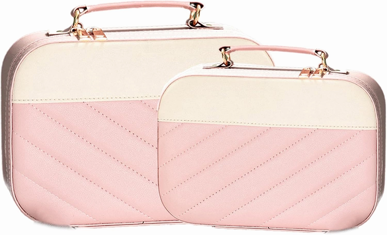 ATkits Cosmetics Bags, 2PCS Portable Cute Travel Makeup Bag, Travel Accessories Bag, Makeup Brush Organizer for Women and girls (2PCS-Pink)
