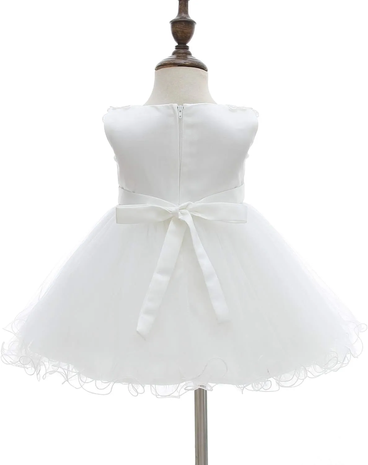 Baby Girls Christening Baptism Dress Satin Tulle Gown with Lace Cape for Flower Girl and Birthday