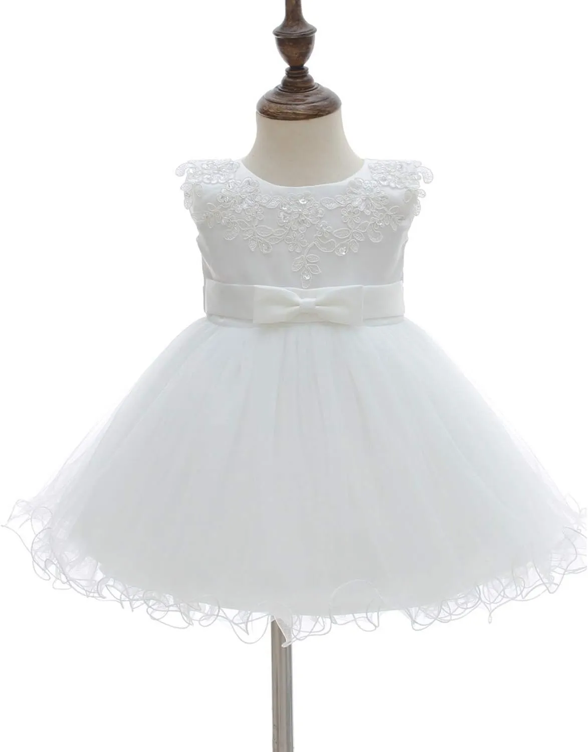 Baby Girls Christening Baptism Dress Satin Tulle Gown with Lace Cape for Flower Girl and Birthday