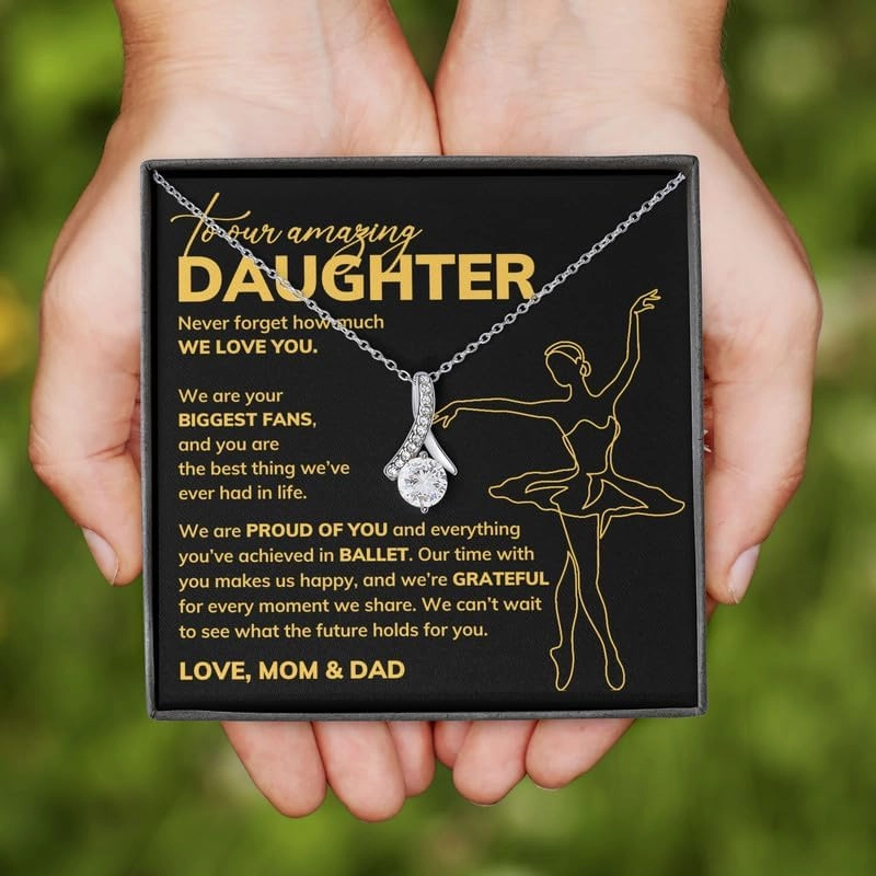 Ballerina Daughter Necklace Message Card Box Alluring Standard - From Mom Dad Ballet Sport Choreographer