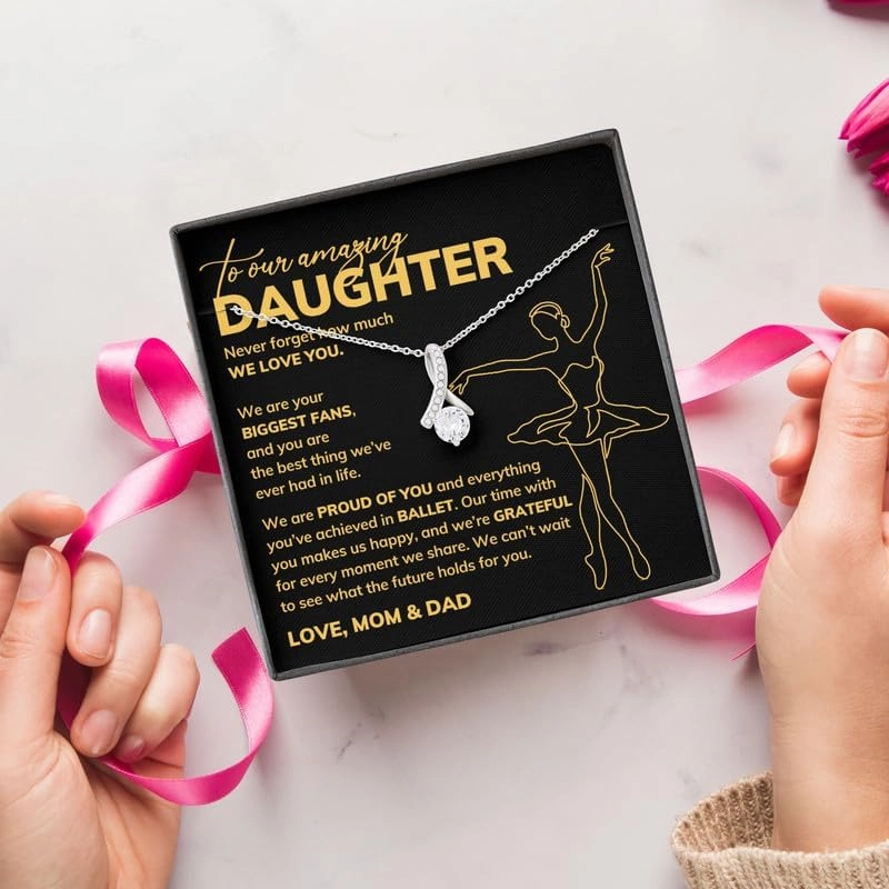 Ballerina Daughter Necklace Message Card Box Alluring Standard - From Mom Dad Ballet Sport Choreographer