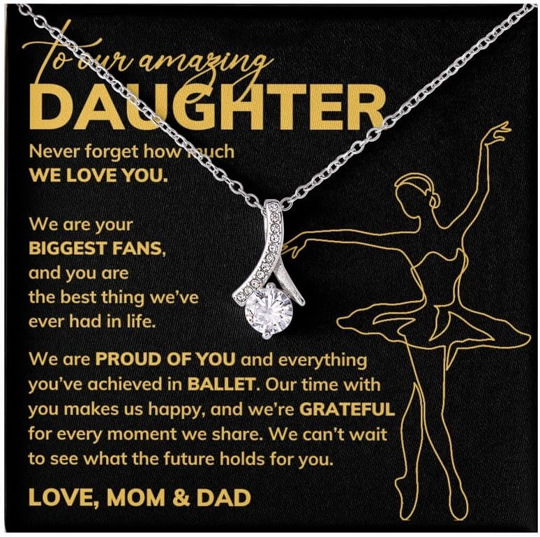 Ballerina Daughter Necklace Message Card Box Alluring Standard - From Mom Dad Ballet Sport Choreographer