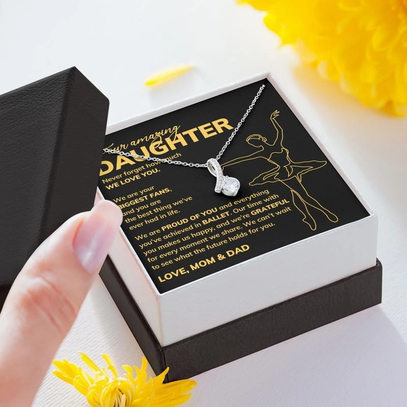 Ballerina Daughter Necklace Message Card Box Alluring Standard - From Mom Dad Ballet Sport Choreographer