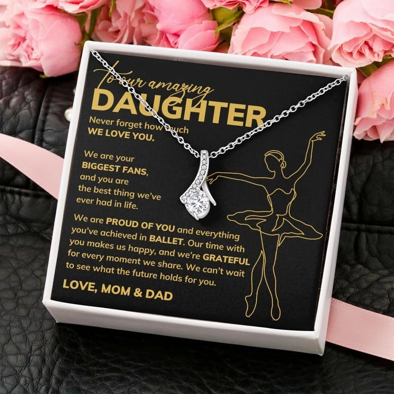 Ballerina Daughter Necklace Message Card Box Alluring Standard - From Mom Dad Ballet Sport Choreographer
