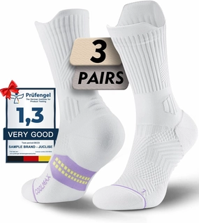 Bamboo Viscose Compression Running Crew Socks, Coolmax Moisture-Wicking Anti-Blister Hiking&Gym Athletic Socks