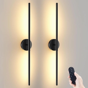 Battery Operated Wall Sconces Set of 2, 360°Rotation Wireless Rechargeable Wall Lights: Dimmable Detachable Wall Lamp with Remote Control, 3000K-6000K Infinite Dimming Wall Sconce 27.6 Inch