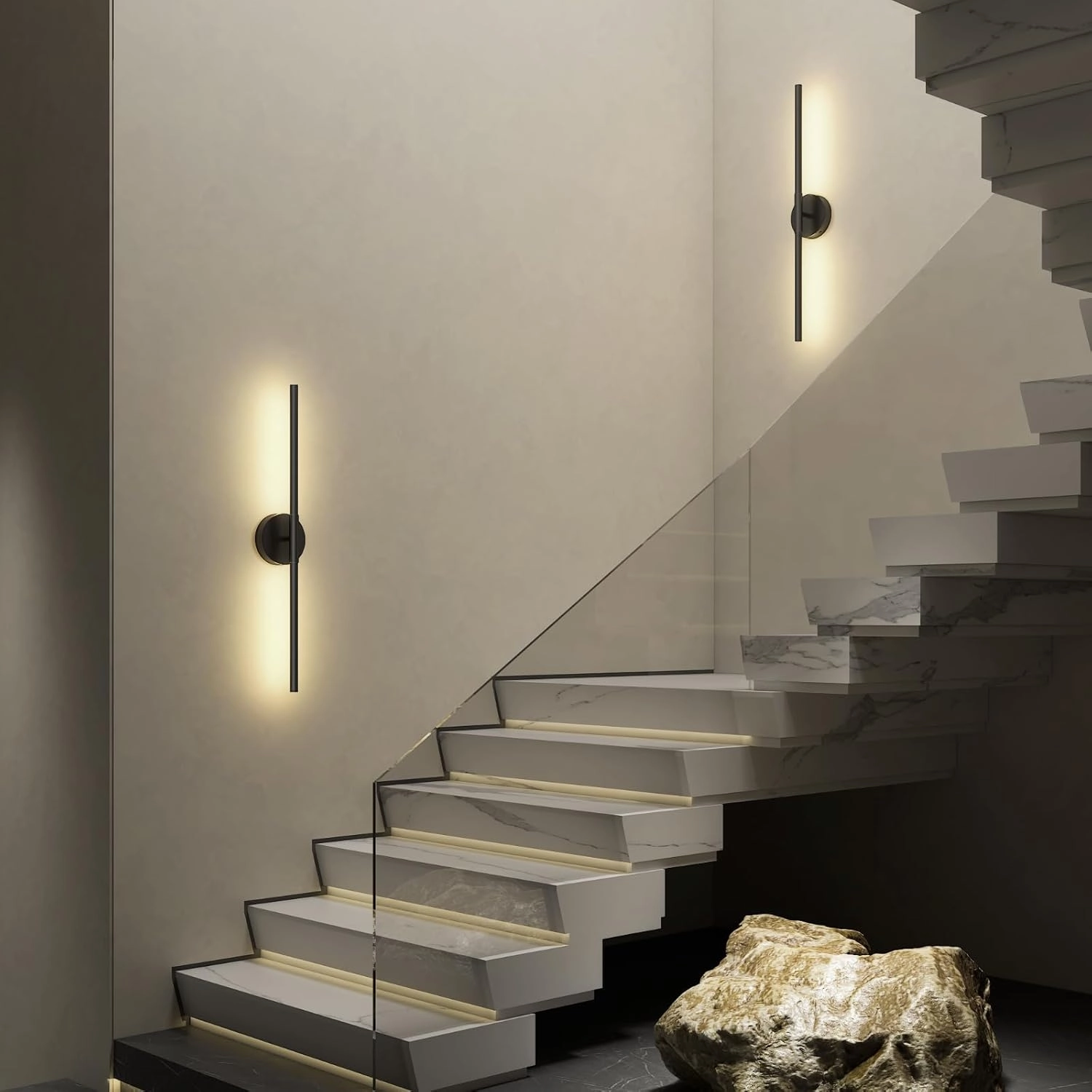 Battery Operated Wall Sconces Set of 2, 360°Rotation Wireless Rechargeable Wall Lights: Dimmable Detachable Wall Lamp with Remote Control, 3000K-6000K Infinite Dimming Wall Sconce 27.6 Inch