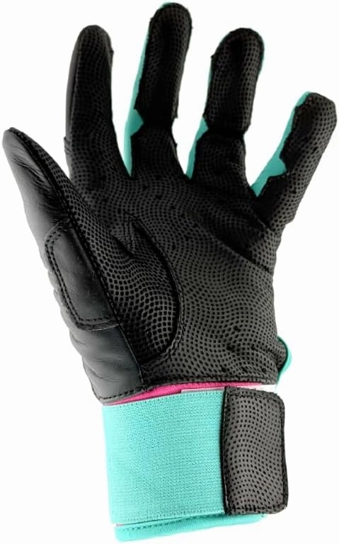 Batting Gloves (Black/Pink) - Genuine Leather Gloves for Baseball & Softball Players - Unisex-Youth, Unisex-Adults