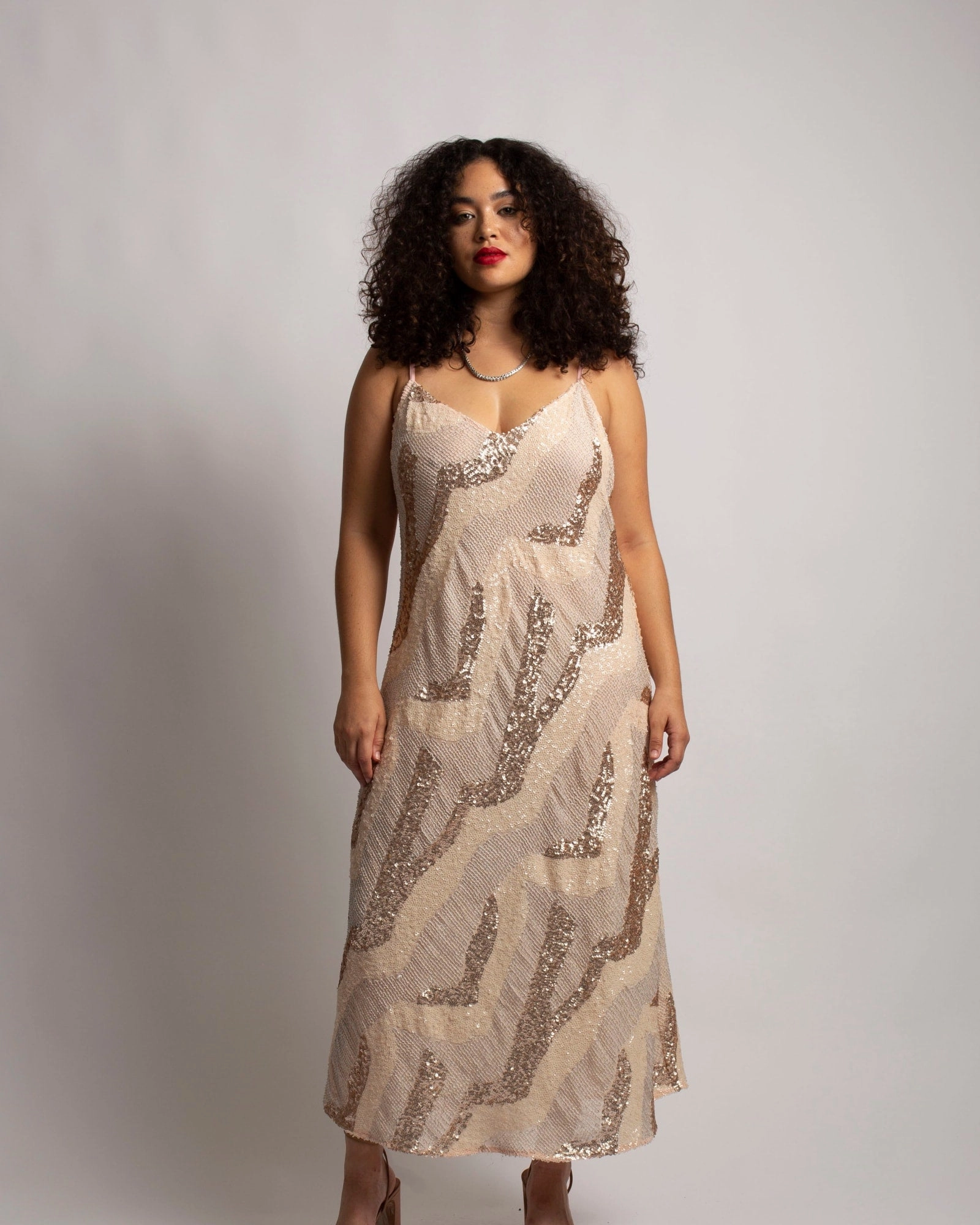 Beaded Cabaret Slip Dress - Champagne | Champagne