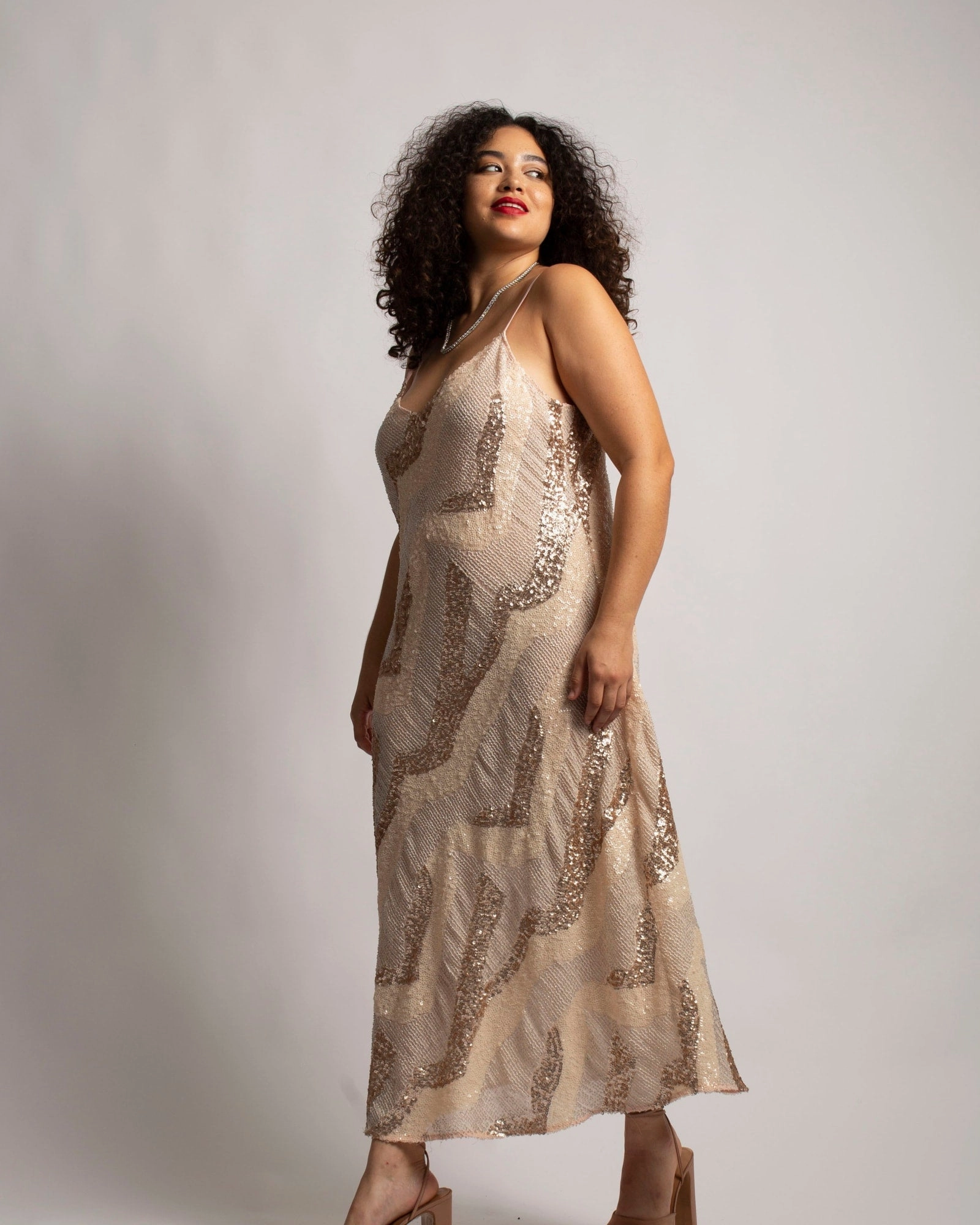 Beaded Cabaret Slip Dress - Champagne | Champagne