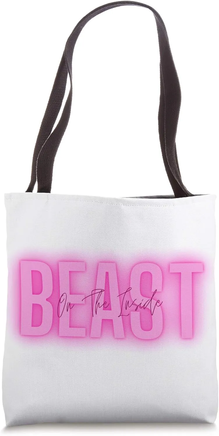 Beast On The Inside Positive Introvert Attitude In Bold Pink Tote Bag