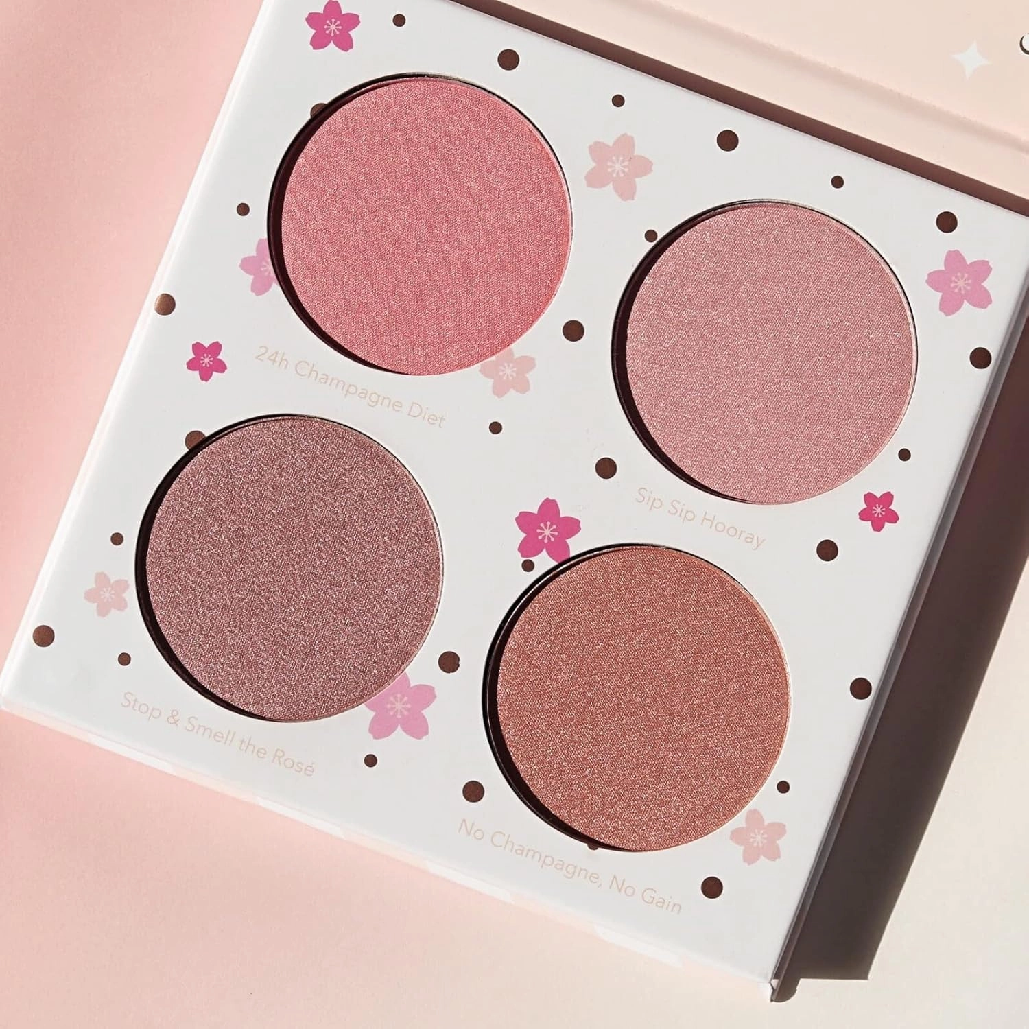 Beauty Bakerie Powder Blush Makeup Palette for Face & Cheeks, Matte and Metallic Highlighter Make up Set, 4 Highlight Shades, Cotton Candy Champagne