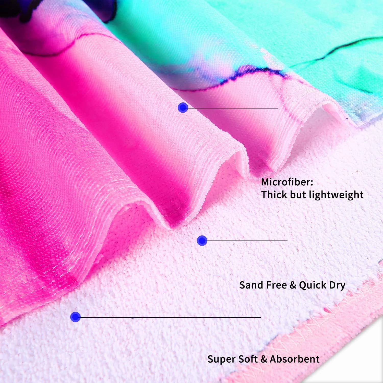 Benefeet Sox Beach Towels Quick Dry Sand Free Lightweight Soft Beach Towels Oversized Beach Blanket Microfiber Towel for Swimming Pool Travel，56"x 29"-Pink Marble 1