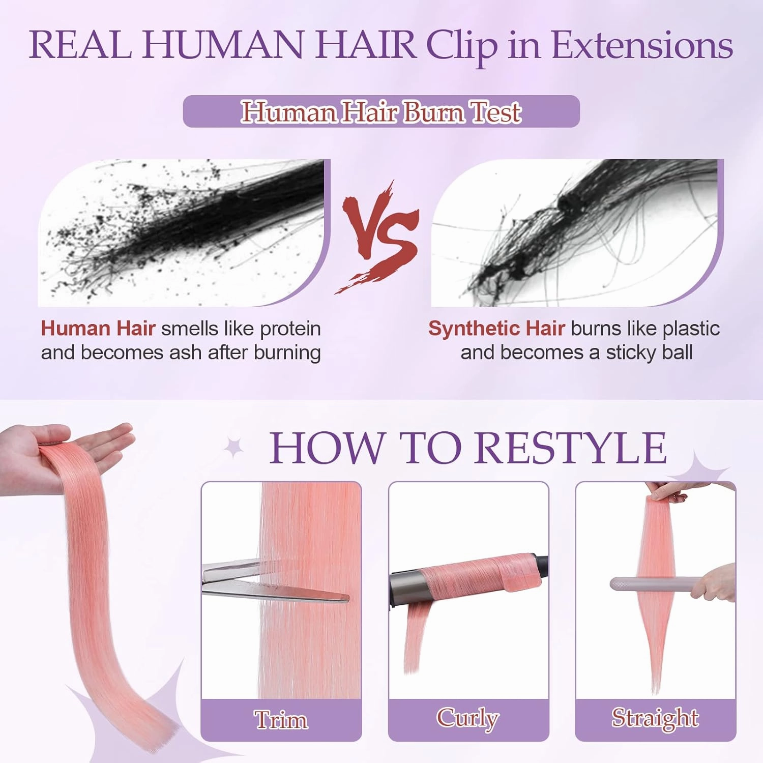 Benehair Pink Hair Extensions Clip in Human Hair 16 Inch Colored Hair Extensions Clip ins, Straight Hairpieces Cosplay Party Christmas Halloween Hair Accessories for Girls Women Kids 4 Pieces 16g