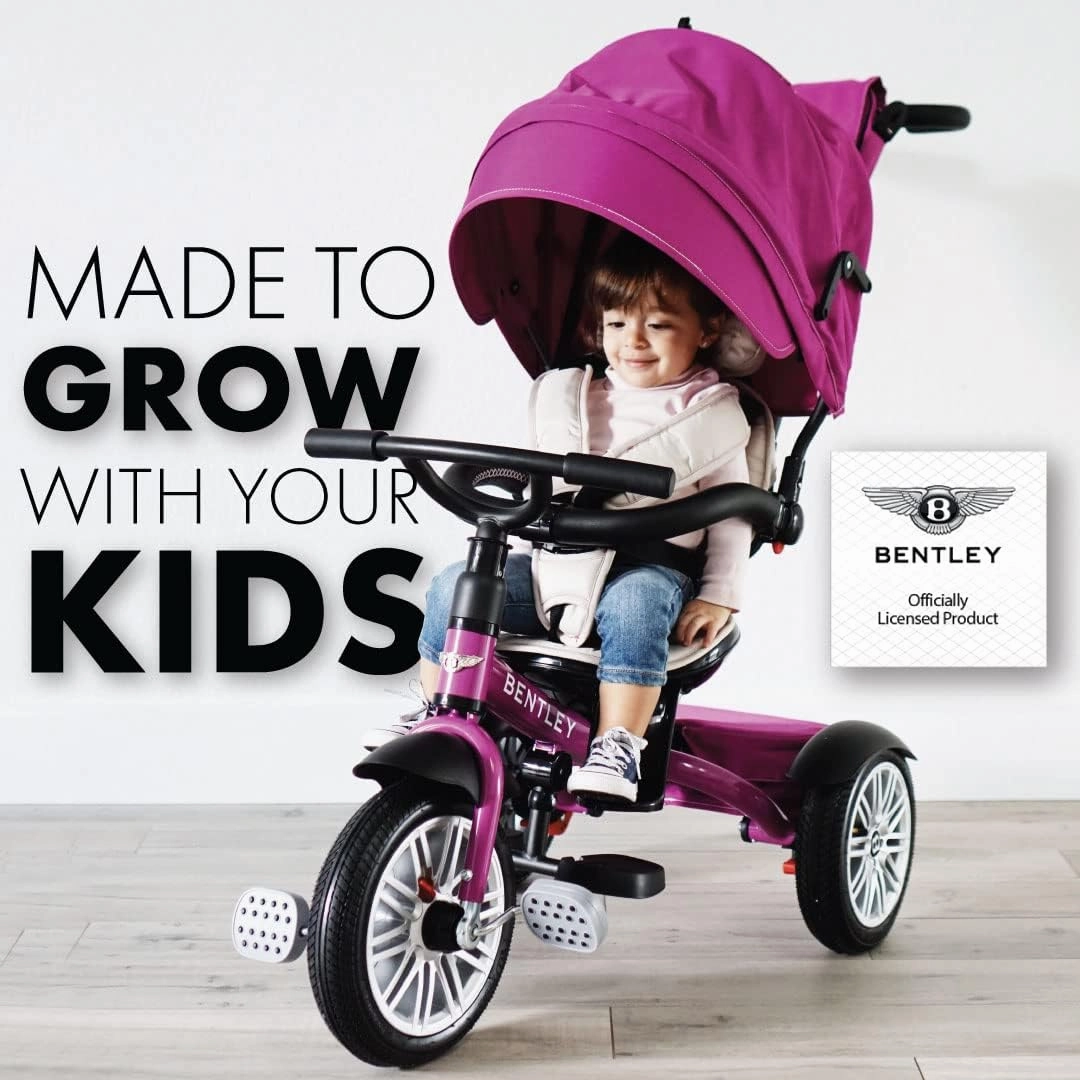 Bentley Trike, All Terrain Toddler Bike 6-in-1, Officially Licensed & Designed by Bentley Motors UK; Baby to Big Kid Tricycle is a Compelling Statement of Performance & Luxury, Fuschia Pink (6m-5y )