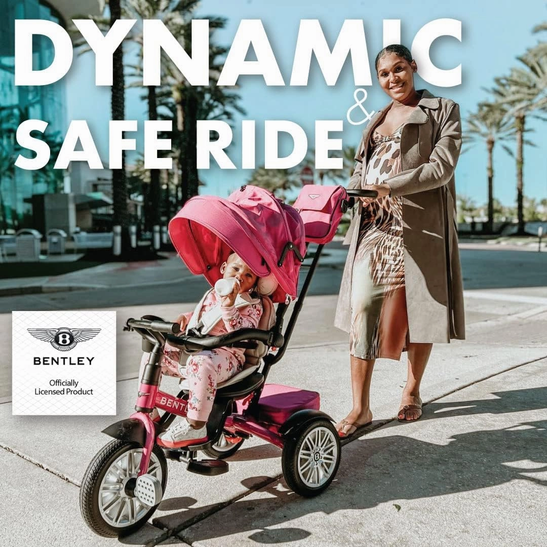 Bentley Trike, All Terrain Toddler Bike 6-in-1, Officially Licensed & Designed by Bentley Motors UK; Baby to Big Kid Tricycle is a Compelling Statement of Performance & Luxury, Fuschia Pink (6m-5y )