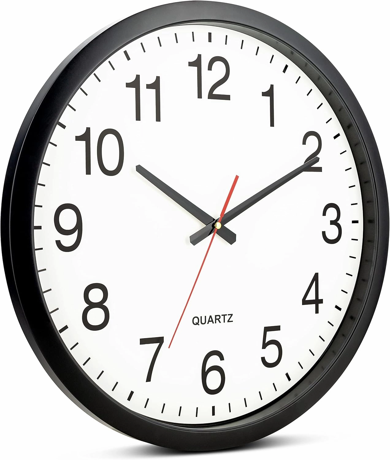 Bernhard Products Black Wall Clock Silent Non Ticking - XL 18 Inch Quality Quartz Battery Operated Round Easy to Read Home/Office/Classroom/School Clock