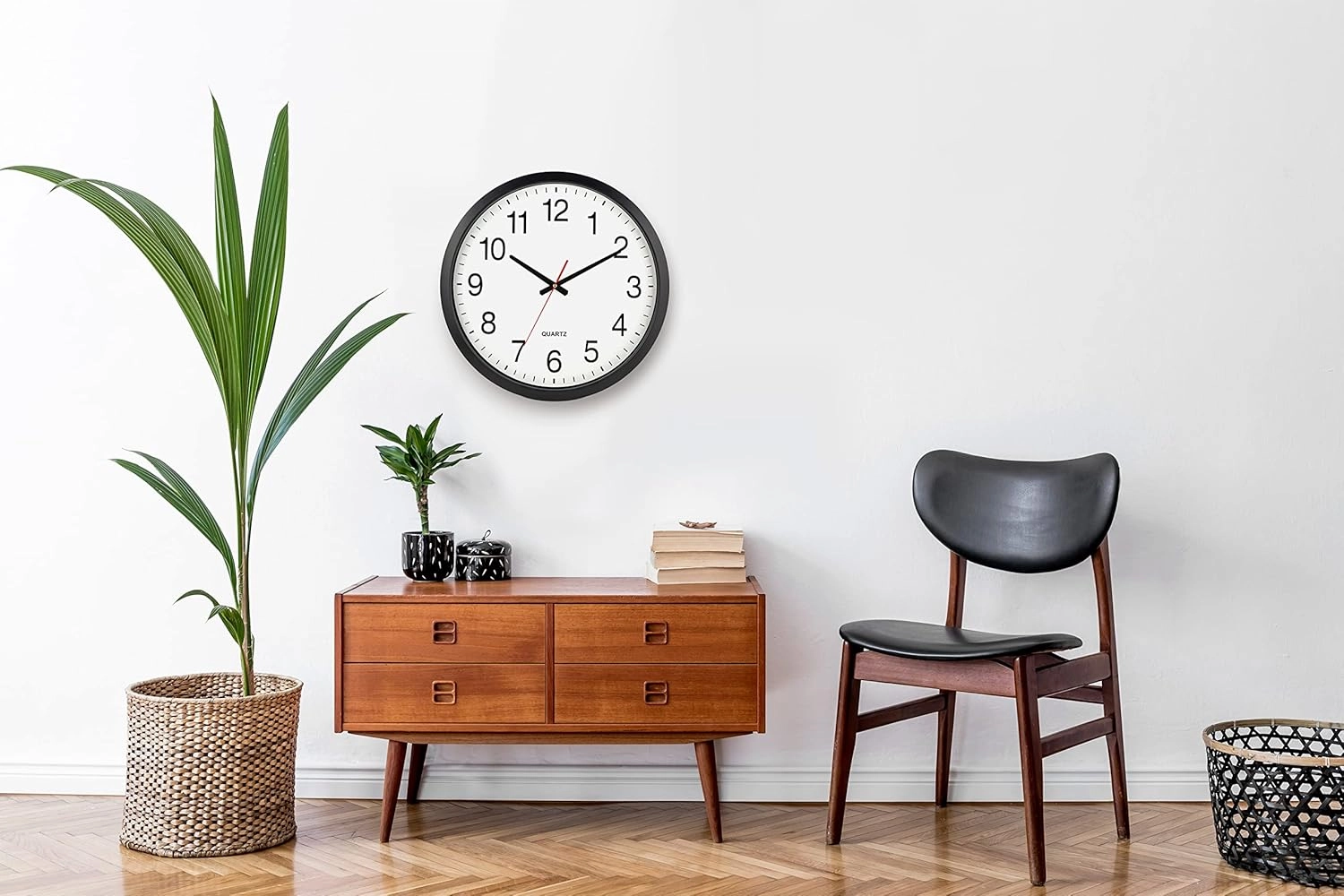 Bernhard Products Black Wall Clock Silent Non Ticking - XL 18 Inch Quality Quartz Battery Operated Round Easy to Read Home/Office/Classroom/School Clock