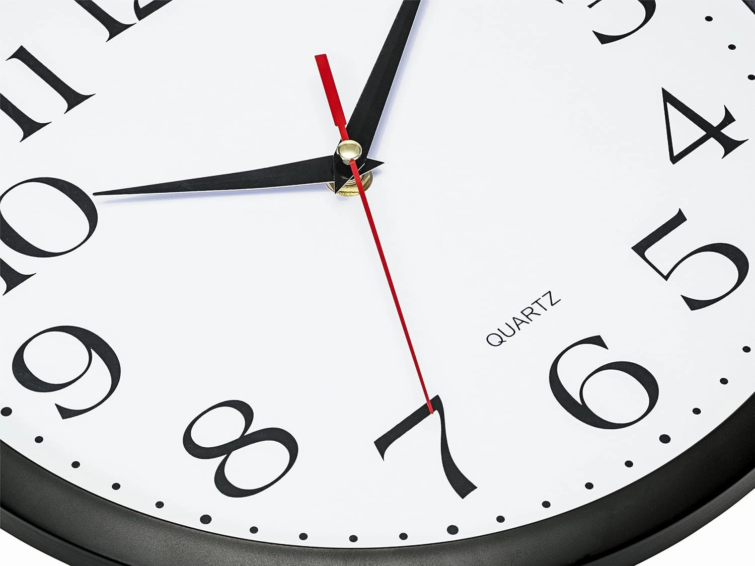 Bernhard Products Black Wall Clocks 2 Pack Silent Non Ticking - 12 Inch Quality Quartz Battery Operated Round Easy to Read Home/Office/Classroom/Business/Kitchen/School Clock