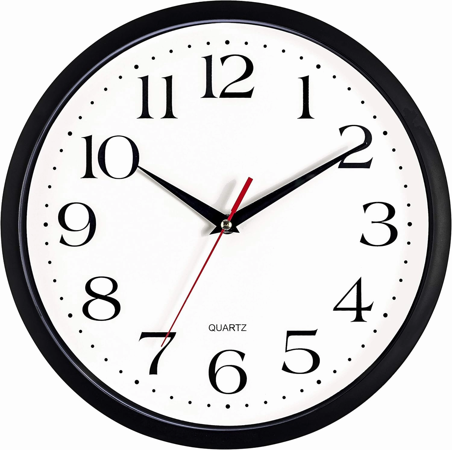 Bernhard Products Black Wall Clocks 2 Pack Silent Non Ticking - 12 Inch Quality Quartz Battery Operated Round Easy to Read Home/Office/Classroom/Business/Kitchen/School Clock