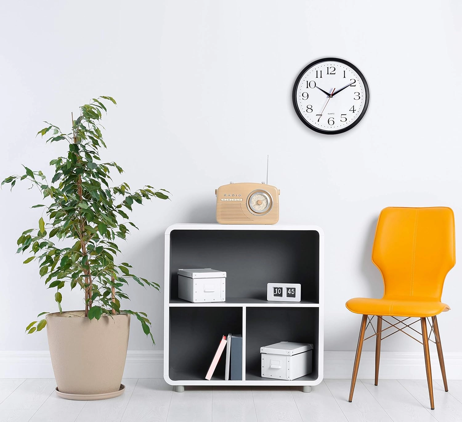 Bernhard Products Black Wall Clocks 2 Pack Silent Non Ticking - 12 Inch Quality Quartz Battery Operated Round Easy to Read Home/Office/Classroom/Business/Kitchen/School Clock